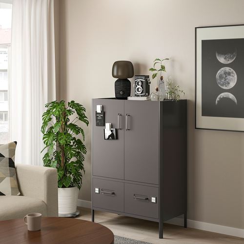 IKEA - IDASEN, office cabinet, dark grey, 80x47x119 cm