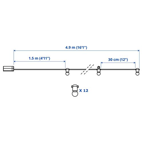 IKEA - SOMMARLANKE, aydınlatma zinciri, beyaz