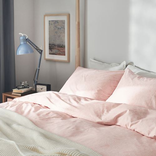 IKEA - JATTEVALLMO, single duvet cover sets, light pink/white, 150x200/50x60 cm