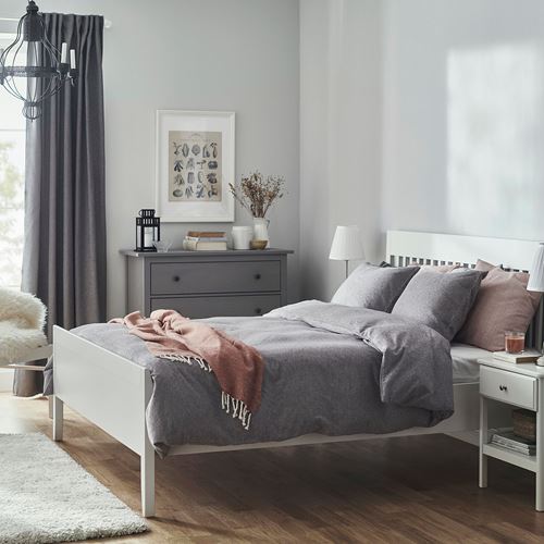 IKEA - VASTKUSTROS, single duvet cover sets, dark grey-white, 150x200/50x60 cm