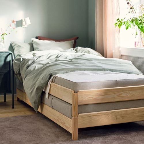 IKEA - VANNAREID, single bed mattress, beige, 80x200 cm