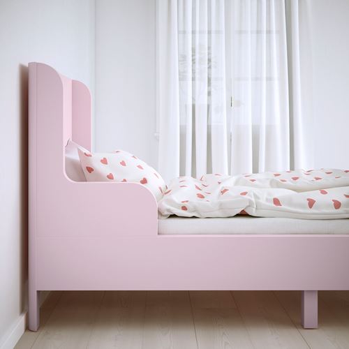 BUSUNGE, extendable bed, light pink, 80x200 cm