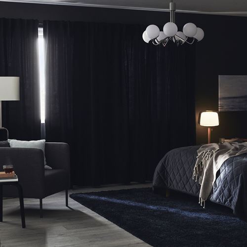 IKEA - SANELA, blackout curtain, 1 pair, dark blue, 140x300 cm