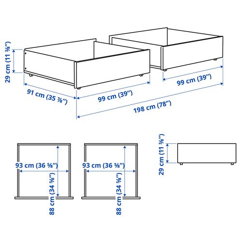 IKEA - SMYGA, karyola çekmecesi, açık gri, 99x91x29 cm