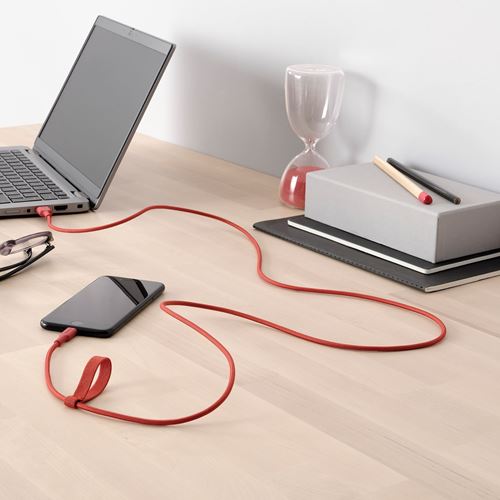 IKEA - LILLHULT, USB-C - USB kablo, kırmızı, 1.5 m