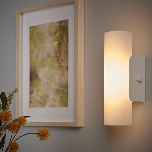 IKEA - HAVSDUN, wall lamp, white/frosted glass