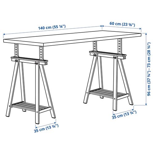 IKEA - MALSKYTT/MITTBACK, desk, birch/white, 140x60 cm