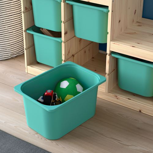 IKEA - TROFAST, storage-unit, pine/turquoise, 94x44x91 cm