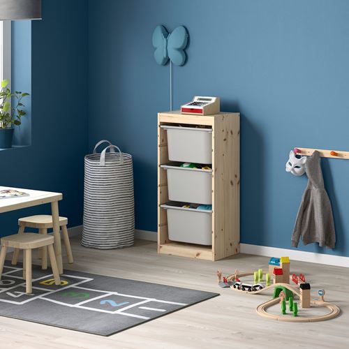 IKEA - TROFAST, storage-unit, pine/gray, 44x30x91 cm