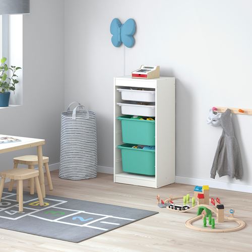 IKEA - TROFAST, storage-unit, white/turquoise, 46x30x94 cm