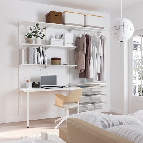 IKEA - BOAXEL/LAGKAPTEN, çalışma masalı raf ünitesi, beyaz, 207x62x201 cm