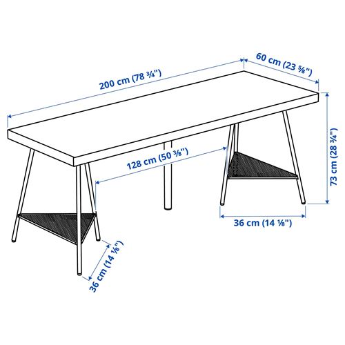 IKEA - LAGKAPTEN/TILLSLAG, desk, black-brown/black, 200x60 cm