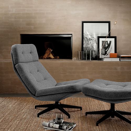 IKEA - HAVBERG, swivel armchair, lejde grey/black