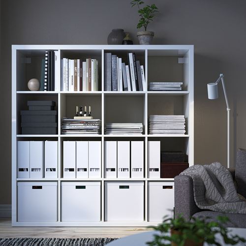 IKEA - KALLAX, shelving unit, high-gloss white, 147x147 cm