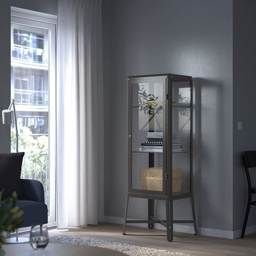 IKEA - FABRIKÖR, glass cabinet, dark grey, 57x150 cm