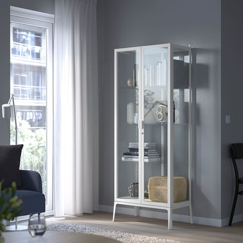 IKEA - MILSBO, glass-door cabinet, white, 73x175 cm