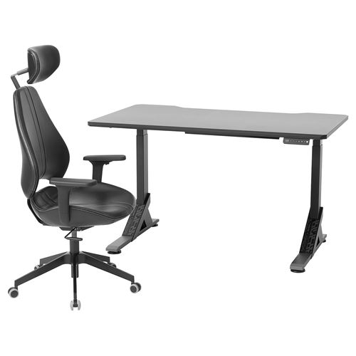 IKEA - UPPSPEL/GRUPPSPEL, gaming desk and chair, black, 140x80 cm