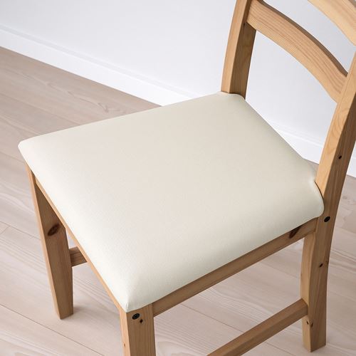IKEA - LERHAMN, döşemeli ahşap sandalye, açık antika vernik-vittaryd bej
