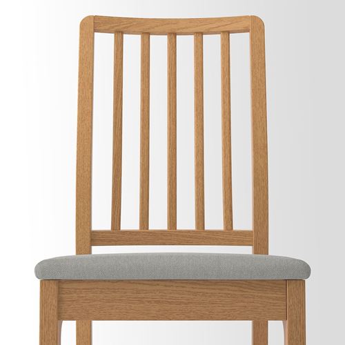 IKEA - EKEDALEN, upholstered wooden chair, oak/Orrsta light grey