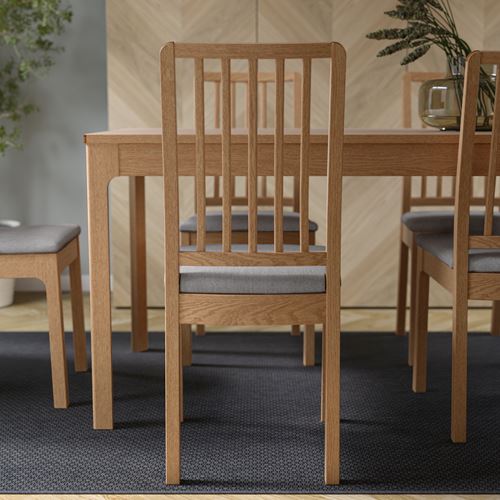 IKEA - EKEDALEN, upholstered wooden chair, oak/Orrsta light grey