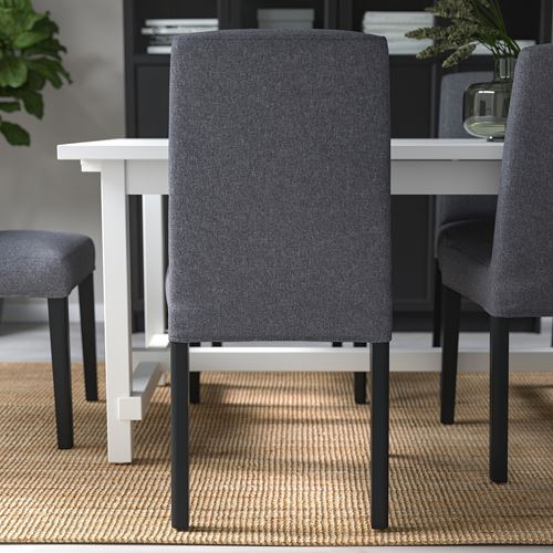 IKEA - BERGMUND, upholstered wooden chair, black-gunnared medium grey