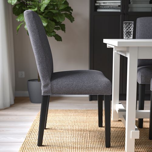 IKEA - BERGMUND, upholstered wooden chair, black-gunnared medium grey