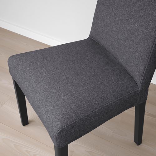 IKEA - BERGMUND, upholstered wooden chair, black-gunnared medium grey