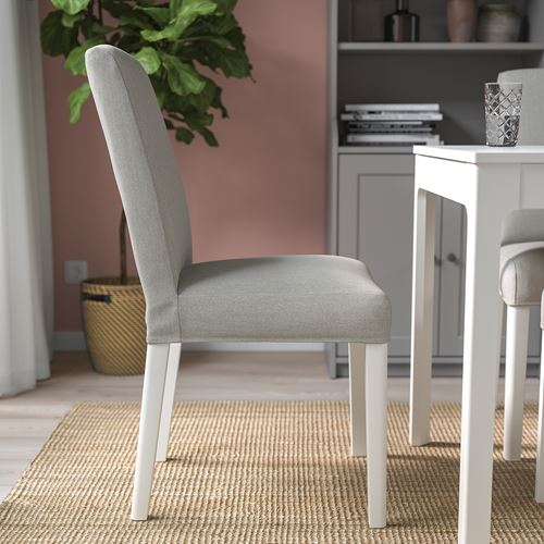 IKEA - BERGMUND, upholstered wooden chair, white/Orrsta light grey