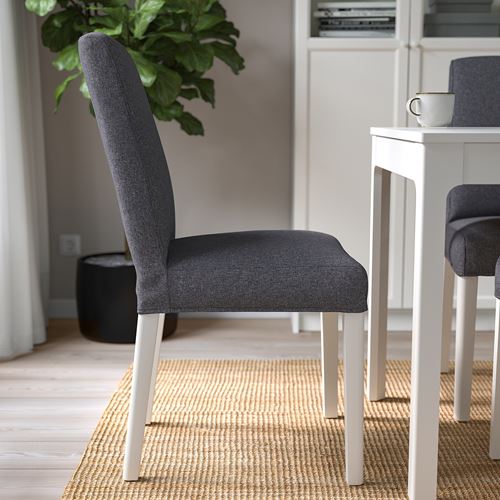 IKEA - BERGMUND, upholstered wooden chair, white-gunnared medium grey