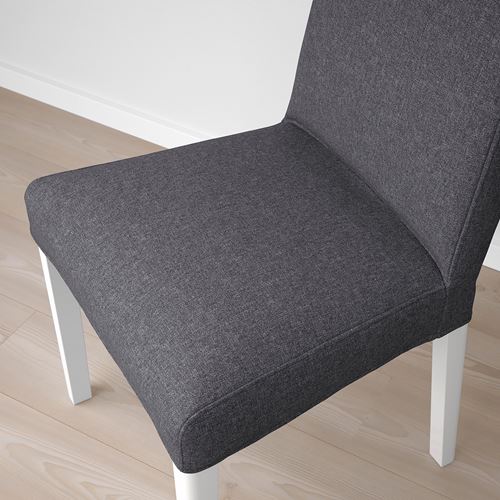 IKEA - BERGMUND, upholstered wooden chair, white-gunnared medium grey