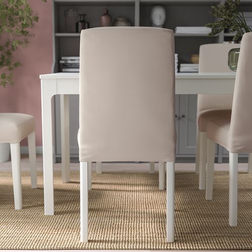 IKEA - BERGMUND, upholstered wooden chair, white-Hallarp beige