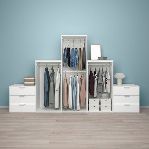 IKEA - PLATSA/FONNES, PLATSA wardrobe, white, 300x57x181 cm