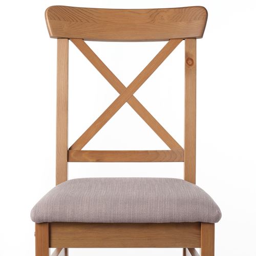 IKEA - INGOLF, upholstered wooden chair, antique stain-Nolhaga grey-beige