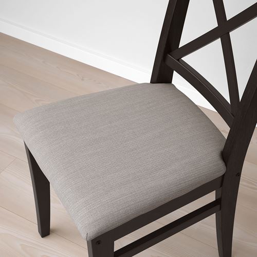 IKEA - INGOLF, upholstered wooden chair, brown-black/Nolhaga grey-beige