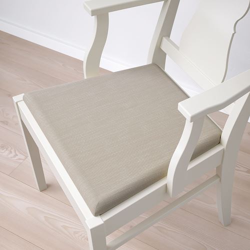 INGATORP, wooden chair with armrests, white-nordvalla beige