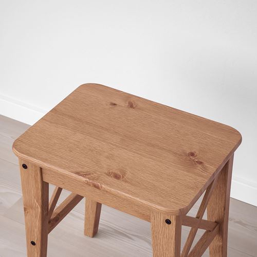 IKEA - INGOLF, ahşap tabure, antika vernik