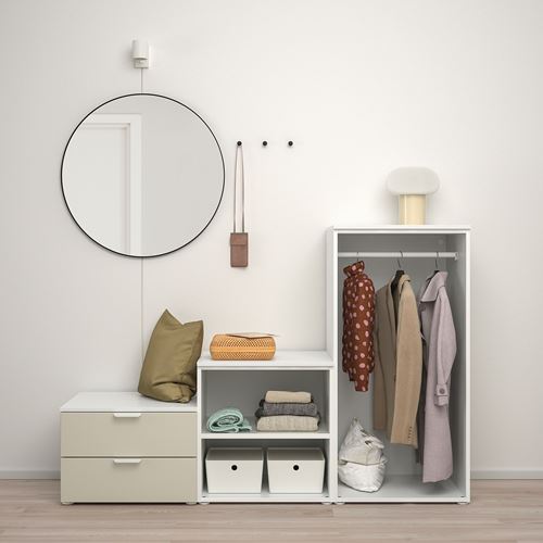 IKEA - PLATSA/SKATVAL, PLATSA gardırop, beyaz-açık bej, 180x57x123 cm