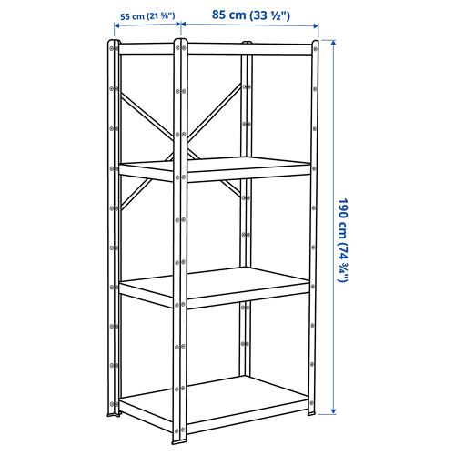 IKEA - BROR, shelving unit, black, 85x55x190 cm