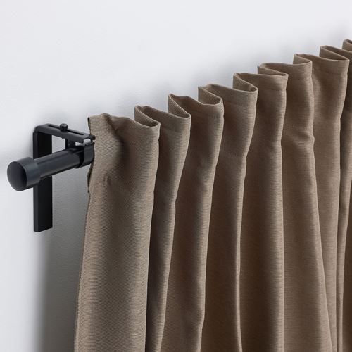 IKEA - VILBORG, blackout curtain, 1 pair, dark grey/beige, 145x300 cm