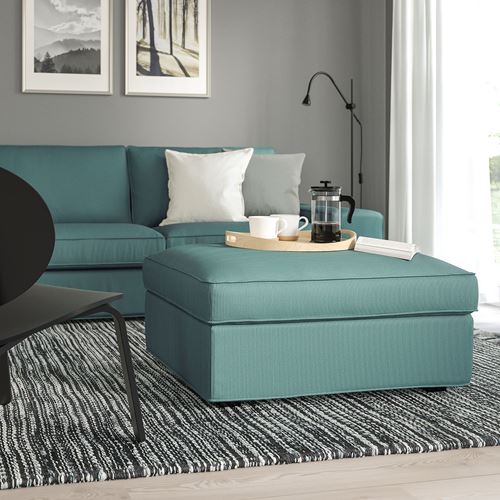 IKEA - KIVIK, pouffe with storage, kelinge grey/turquoise