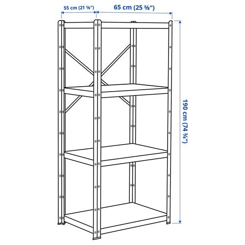 IKEA - BROR, shelving unit, black, 65x55x190 cm