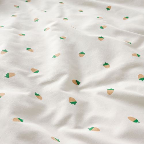 IKEA - BRUMMIG, children fitted sheet, white/patterned, 90x200 cm