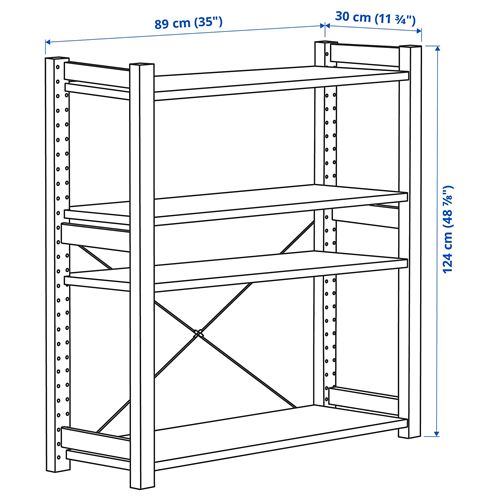 IKEA - IVAR, raf ünitesi, çam, 89x30x124 cm