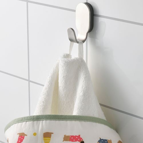 IKEA - DRÖMSLOTT, baby towel, white/patterned, 60x125 cm