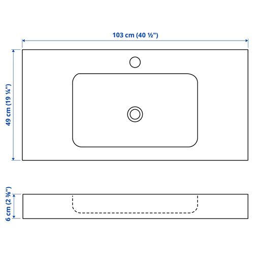 IKEA - ODENSVIK, wash-basin, white, 100x49x6 cm