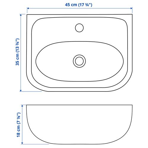 IKEA - SKATSJÖN, wash-basin, white, 45x35 cm