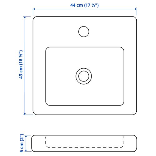 IKEA - TVALLEN, wash-basin, white, 44x43x5 cm