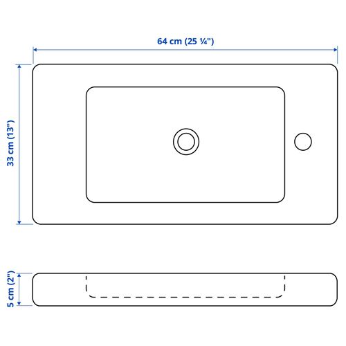 IKEA - TVALLEN, wash-basin, white, 64x33x5 cm