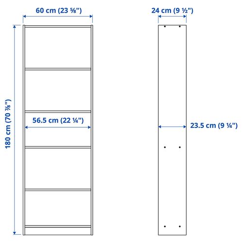 IKEA - FINNBY, kitaplık, siyah, 60x24x180 cm