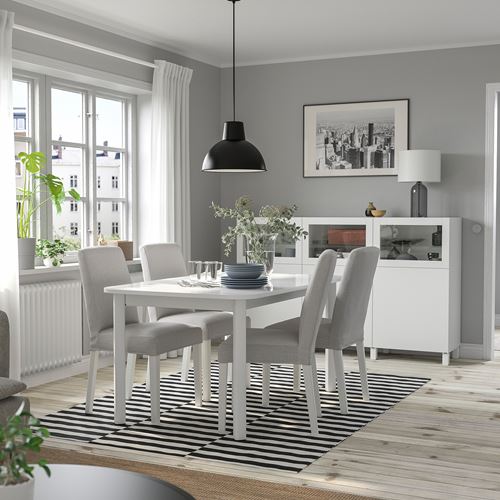 IKEA - STRANDTORP/BERGMUND, yemek masası takımı, beyaz-orrsta açık gri, 4 sandalyeli